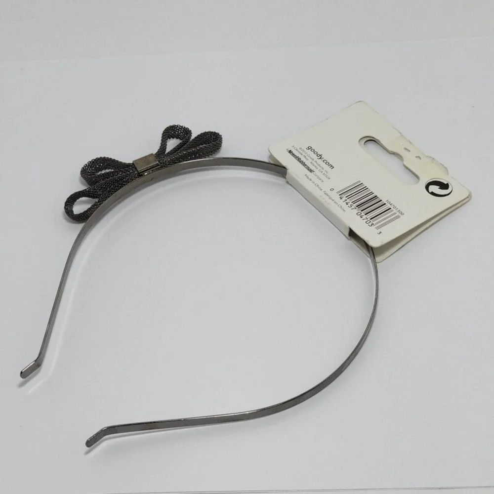 Goody Luxe Headband Gunmetal Silver Color Metal Mesh Bow - New - Item # 04703
